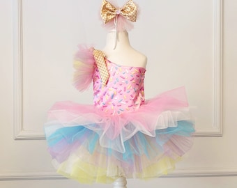 Candy Ice Cream Tutu Toddler Girl Dress, Toddler Birthday Dress, First Birthday Tulle Dress, Candy Tutu Birthday Party, Photoshoot Outfit