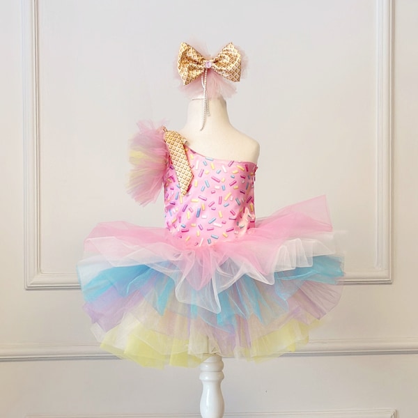 Robe pour petite fille tutu crème glacée bonbon, robe d'anniversaire pour petite fille, robe en tulle premier anniversaire, fête d'anniversaire tutu bonbon, tenue pour séance photo