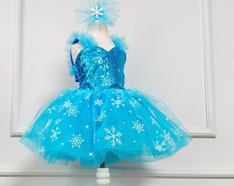 Elsa Inspired Tutu Romper, Frozen Costume, First Birthday Outfit, Toddler Costume, Halloween Tutu, Baby Birthday Tutu, Girl Birthday Romper