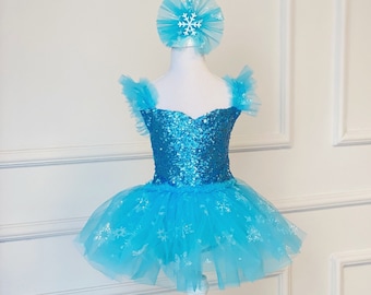 Elsa Inspired Tutu Romper, Frozen Costume, First Birthday Outfit, Toddler Costume, Halloween Tutu, Baby Birthday Tutu, Girl Birthday Romper