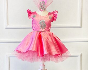 Pink Girl Dress, Birthday Toddler Costume, Birthday Pink Dress, Pink Toddler Photoshoot Dress, Cakesmash Outfit