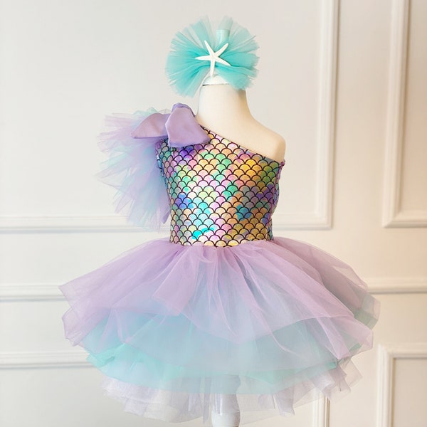 Mermaid Girl Dress, Toddler Birthday Outfit, Mermaid Birthday Dress, Mermaid Theme Party,  Girl Tutu Dress, Photoshoot, Cake Smash Dress