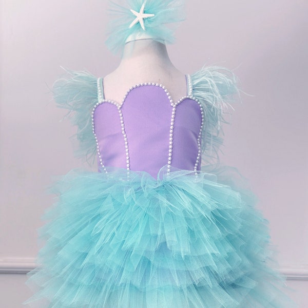 Mermaid Girl Dress, Mermaid Birthday Outfit, Birthday Photoshoot, Girl Tutu Dress, Mermaid Theme