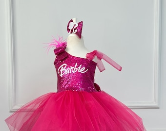 Pink Girl Birthday Dress, Birthday Toddler Dress, Sequin Pink Dolly Dress, Birthday Girl Gift, Photoshoot Dress, School Pageant Outfit