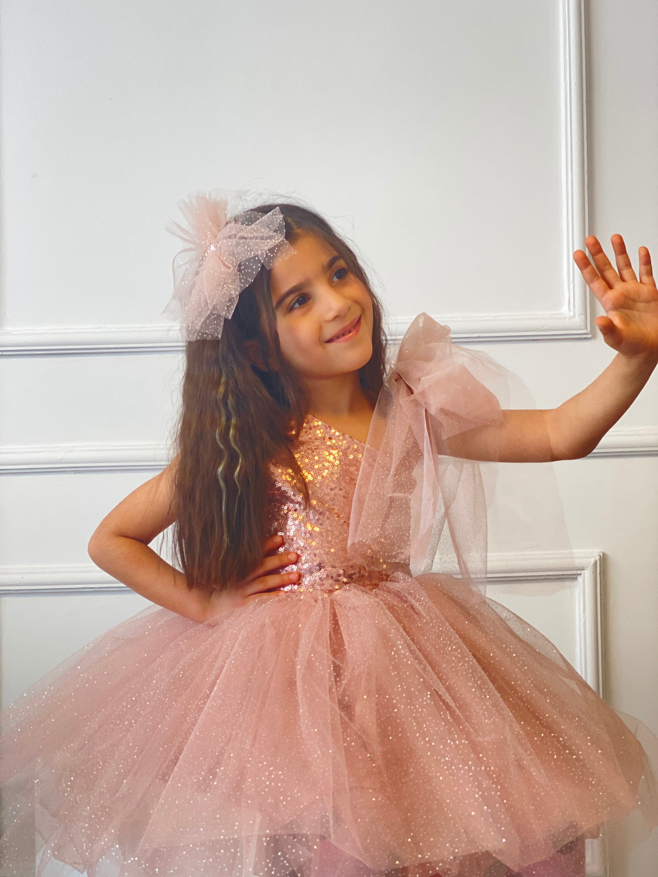vestidos de niña color salmon