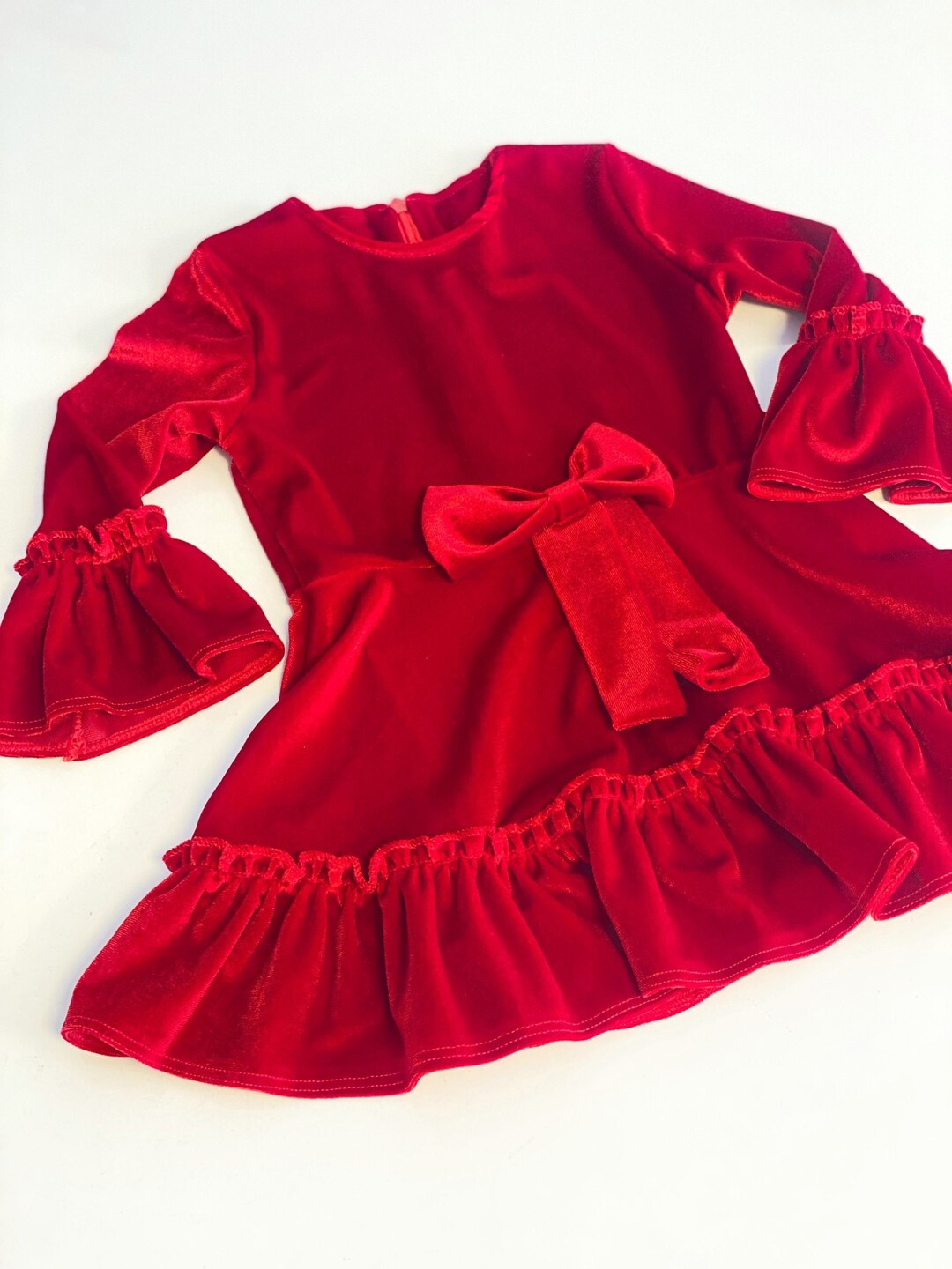 Red Baby Dress, Red Toddler Velvet Dress, Christmas Girl Dress ...