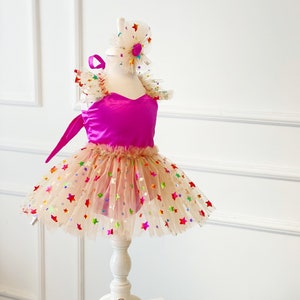 Kleurrijke Ster Romper, Circus Romper, Star Girl Jurk, Showgirl Jurk, Circus Star Girl Jurk, Peuter Verjaardagsjurk, Verjaardag Meisje Kostuum