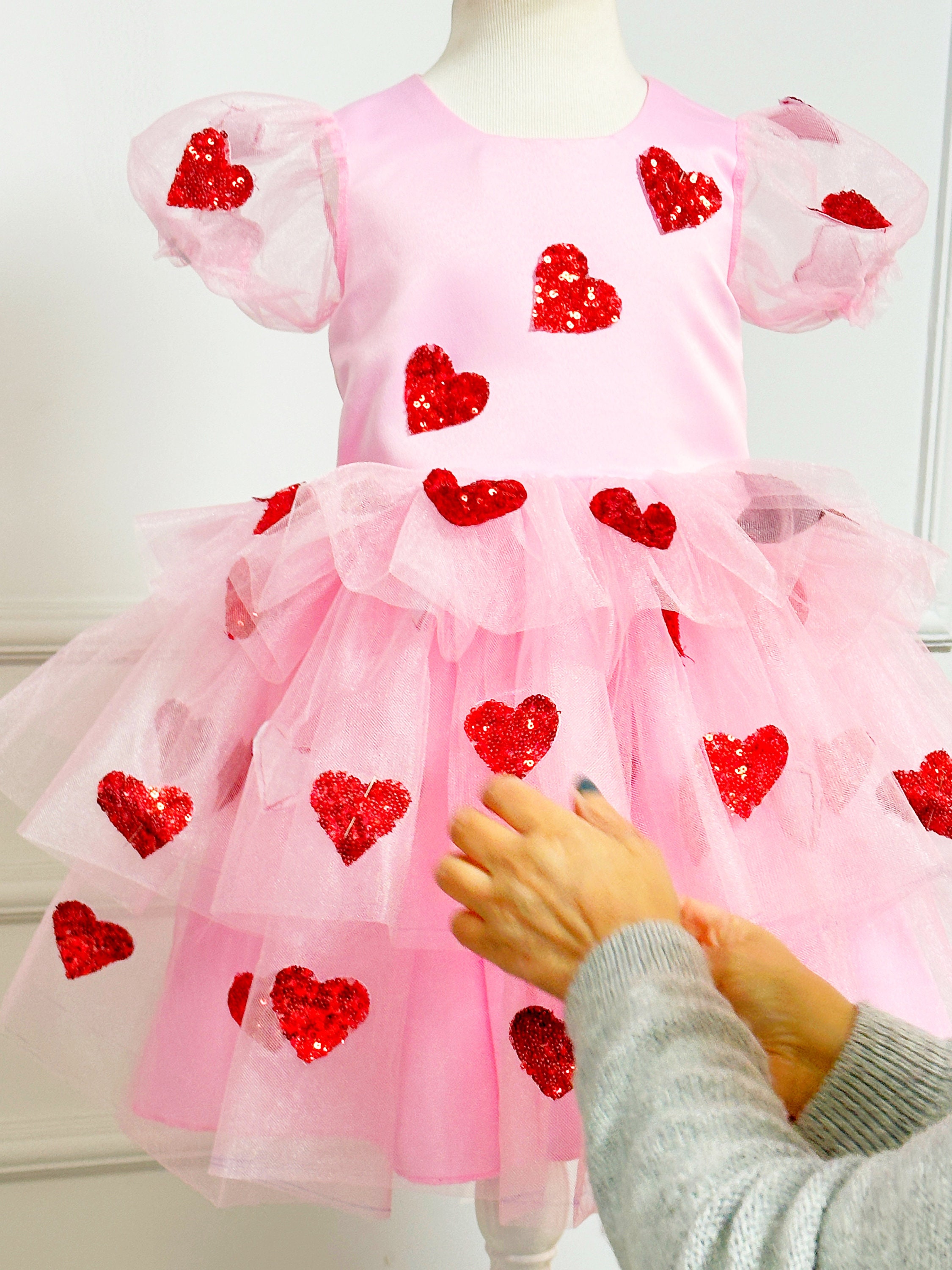 ワンピース bonjourdiary pink heart tulle tunic 8y bonjourdiary pink heart tulle tunic 8y