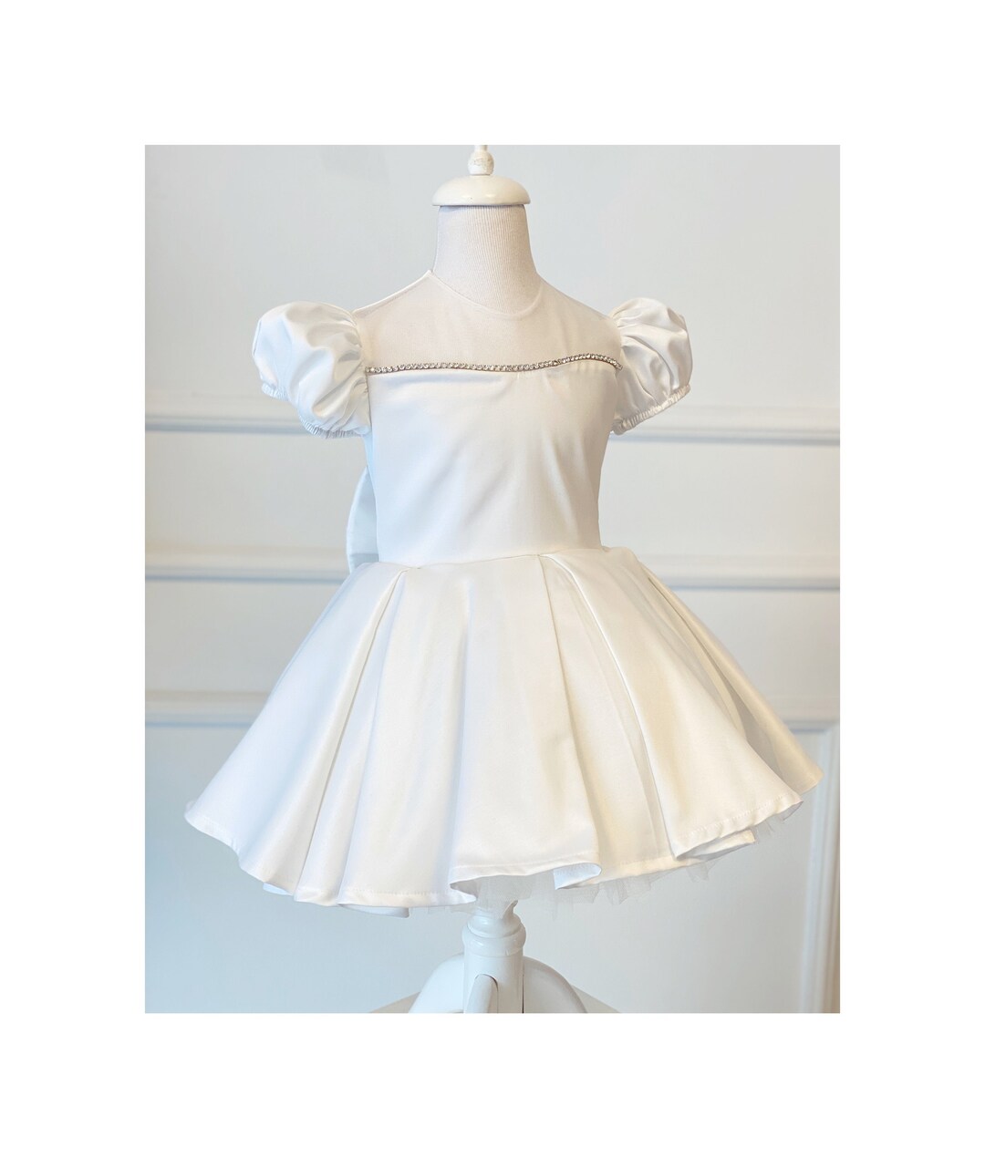 Satin Tulle Tea-length Ivory First Communion Flower Girl Dress main image 1