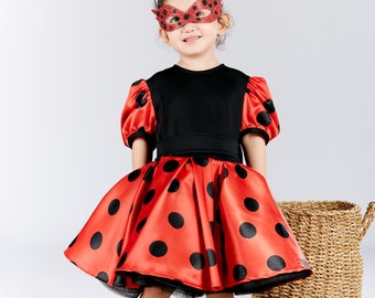 Ladybug Inspired Girl Costume, Lady Bug Inspired Costume, Girl Birthday Dress,  Toddler Bithday Costume, Infant Party Gown, Cosplay Party