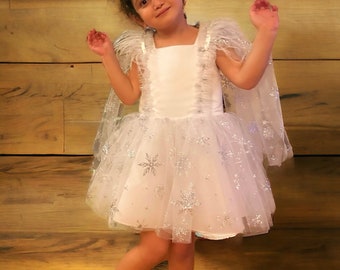 Déguisement inspiré d'Elsa, séance photo d'anniversaire fille, robe blanche Elsa pour toute petite fille, robe de séance photo