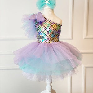 Mermaid Girl Dress, Toddler Birthday Outfit, Mermaid Birthday Dress, Mermaid Theme Party, Girl Tutu Dress, Photoshoot, Cake Smash Dress image 3