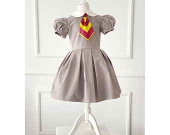 Hermoine Inspired Girl Costume, Harry Inspired Toddler Dress, Birthday Outfit, Kids Halloween Dress, Photoshoot Dress,