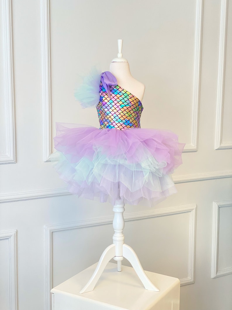 Mermaid Girl Dress, Toddler Birthday Outfit, Mermaid Birthday Dress, Mermaid Theme Party, Girl Tutu Dress, Photoshoot, Cake Smash Dress image 4