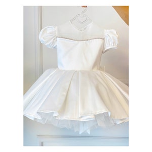 Robe fleurie pour petite fille, robe de première communion, robe de baptême élégante, robe de demoiselle d&#39;honneur pour bébé, robe de mariée pour tout-petit avec strass,