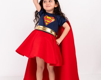 Super Girl Toddler Costume, Super Hero Costume, Birthday Party Dress, Photoshoot Dress, First Birthday Dress, Halloween Toddler Costume,