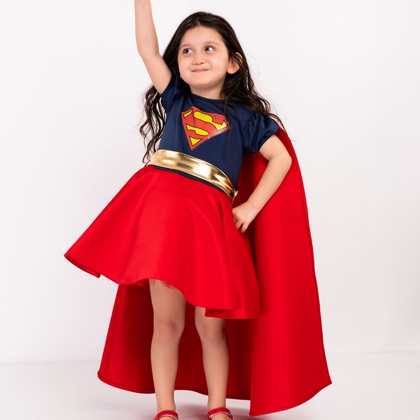 Super Girl Toddler Costume, Super Hero Costume, Birthday Party Dress, Photoshoot Dress, First Birthday Dress, Halloween Toddler Costume,