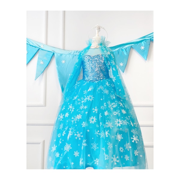 Elsa Inspired Dress, Girl Birthday Costume, Frozen Inspired Toddler Dress, School Pageant Dress, Halloween Cosplay, Elsa Inspired Cape