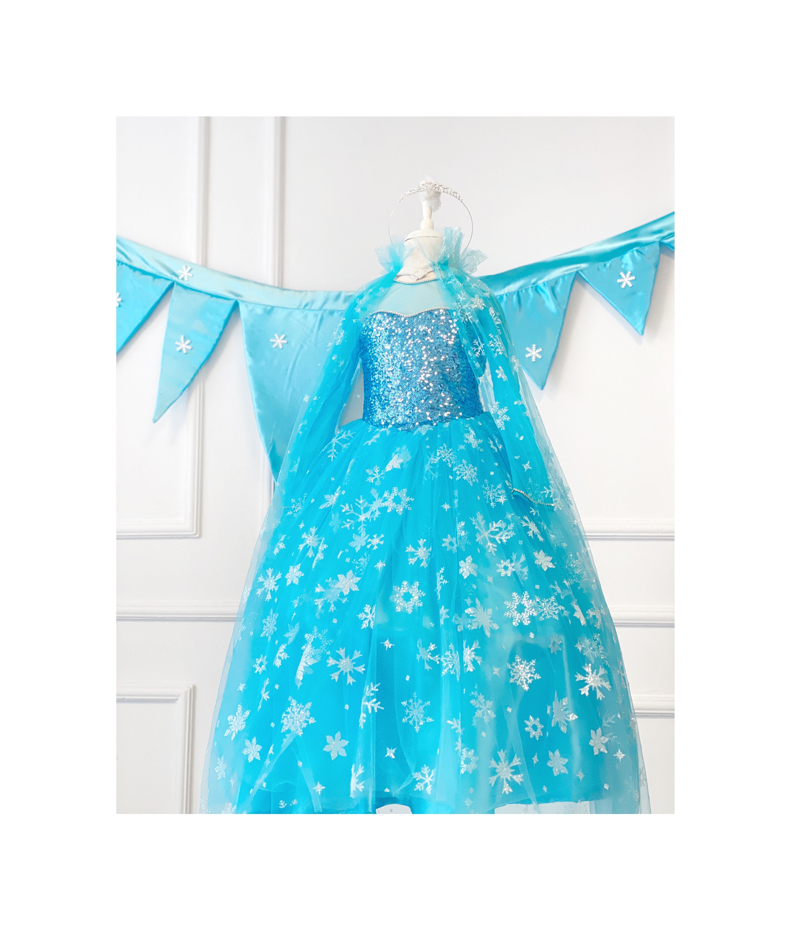 Elsa Robe Toddler Fille Robes Bébé Fille Vêtements d'automne Toddler  Halloween Robe de fille Robe de sirène Assortie Tenues de couple