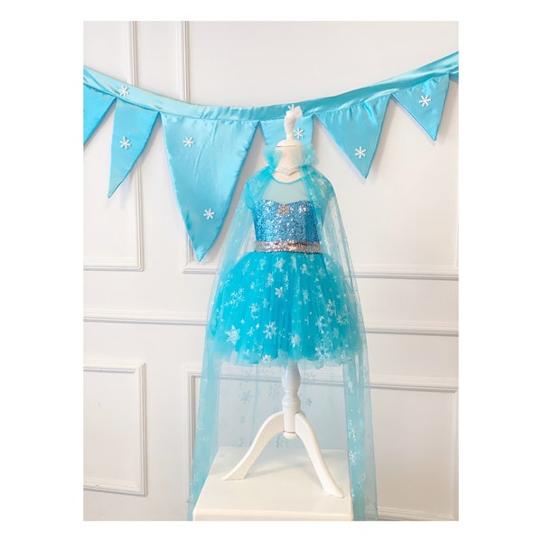 Elsa Inspired Dress, Elsa Inspired Girl Birthday Dress, Toddler Girl Party Costume, Halloween Outfit, Baby Girl Dress, Elsa Inspired Cape