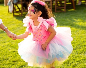 Robe d’anniversaire de fille de bonbon d’enfant en bas âge, robe de séance photo de fille Tutu, robe de fille gonflée, robe de premier anniversaire, robe rose de tutu d’anniversaire