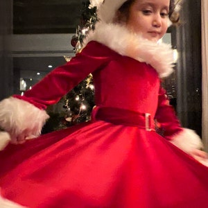 Christmas Santa Girl Dress, Toddler Xmas Photoshoot Outfit, Santa Claus Dress, Girl Costume image 4
