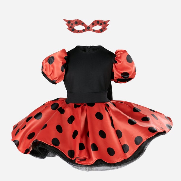 Disfraz de niña inspirado en Ladybug, Disfraz inspirado en Lady Bug, Vestido de cumpleaños de niña, Disfraz de bithday para niños pequeños, Vestido de fiesta infantil, Fiesta de cosplay