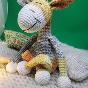 Little English Crochet Footie, Blue Giraffe
