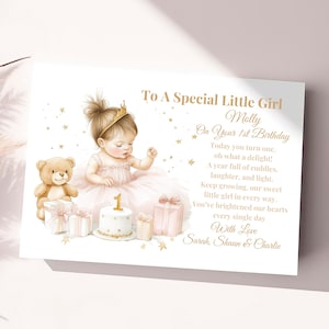 Personalised Girls First Birthday Card 1st Birthday Card For Granddaughter, Daughter, Niece, Birthday Card for Special Little Girl 1st Card 画像 4