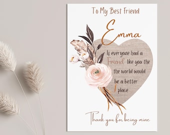 Best Friend Card For Special Friend Birthday Card For Her Personalised Bestie Birthday Gift Female Birthday Card Keepsake Friend Gift