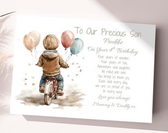 4th Birthday Card For Grandson Personalised Fourth Birthday For Son, Nephew, Godson Personalized 4th Boys Birthday Card Age 4 Keepsake Card