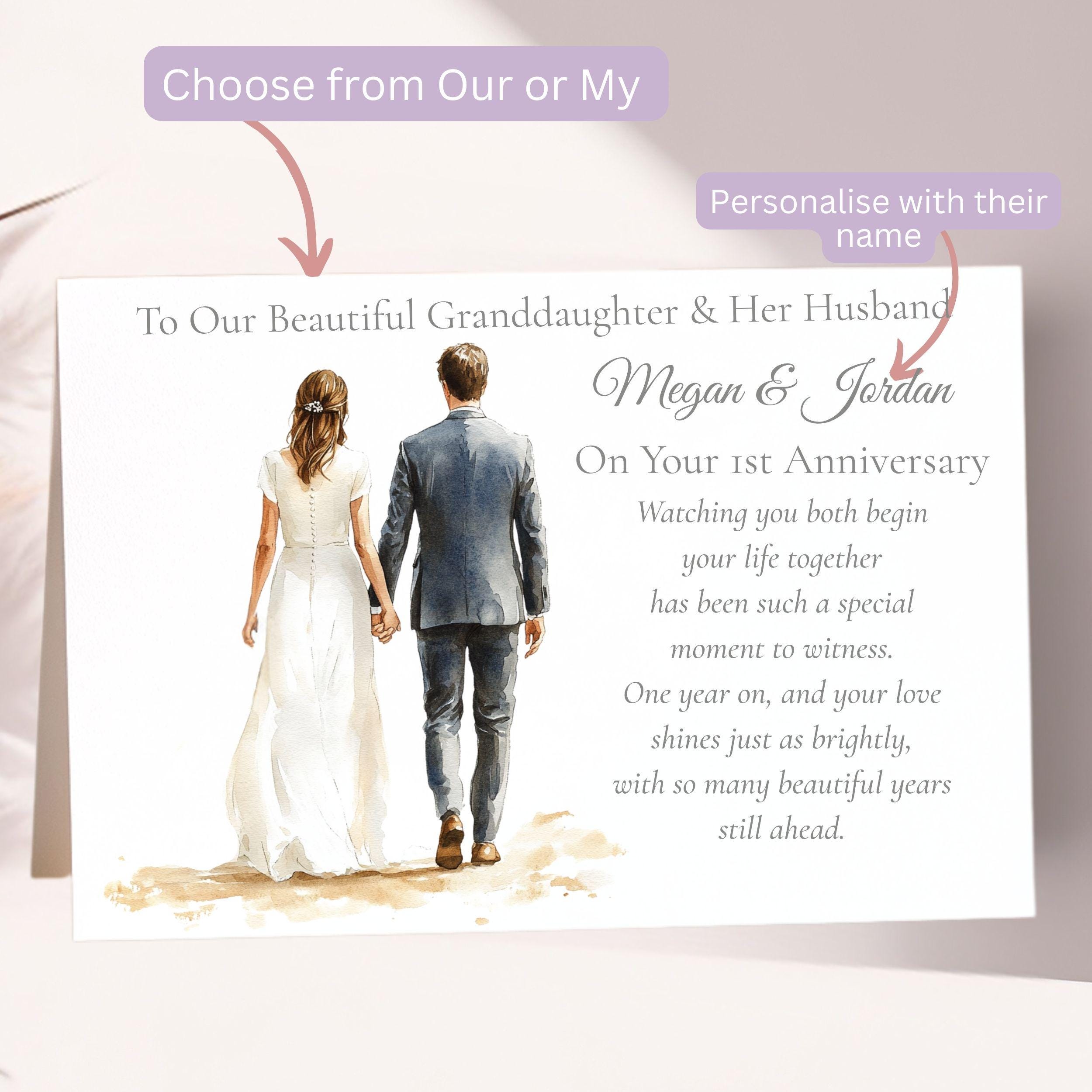 1st Wedding Anniversary Card for Granddaughter & Her Husband ...