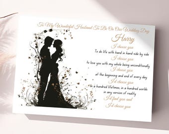 Personalised Wedding Day Card For Groom - To My Husband - Keepsake Gift