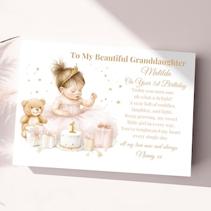 Personalised Girls First Birthday Card 1st Birthday Card For Granddaughter, Daughter, Niece, Birthday Card for Special Little Girl 1st Card 画像 5