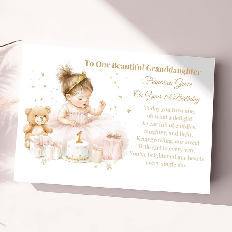 Personalised Girls First Birthday Card 1st Birthday Card For Granddaughter, Daughter, Niece, Birthday Card for Special Little Girl 1st Card 画像 6