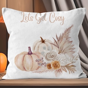 Autumn Home Decor Pumpkin Cushion Fall Home Decor Autumn Print Pumpkin Boho Design Lets Get Cosy Neutral Home Decor Pillow Autumn Lover Gift