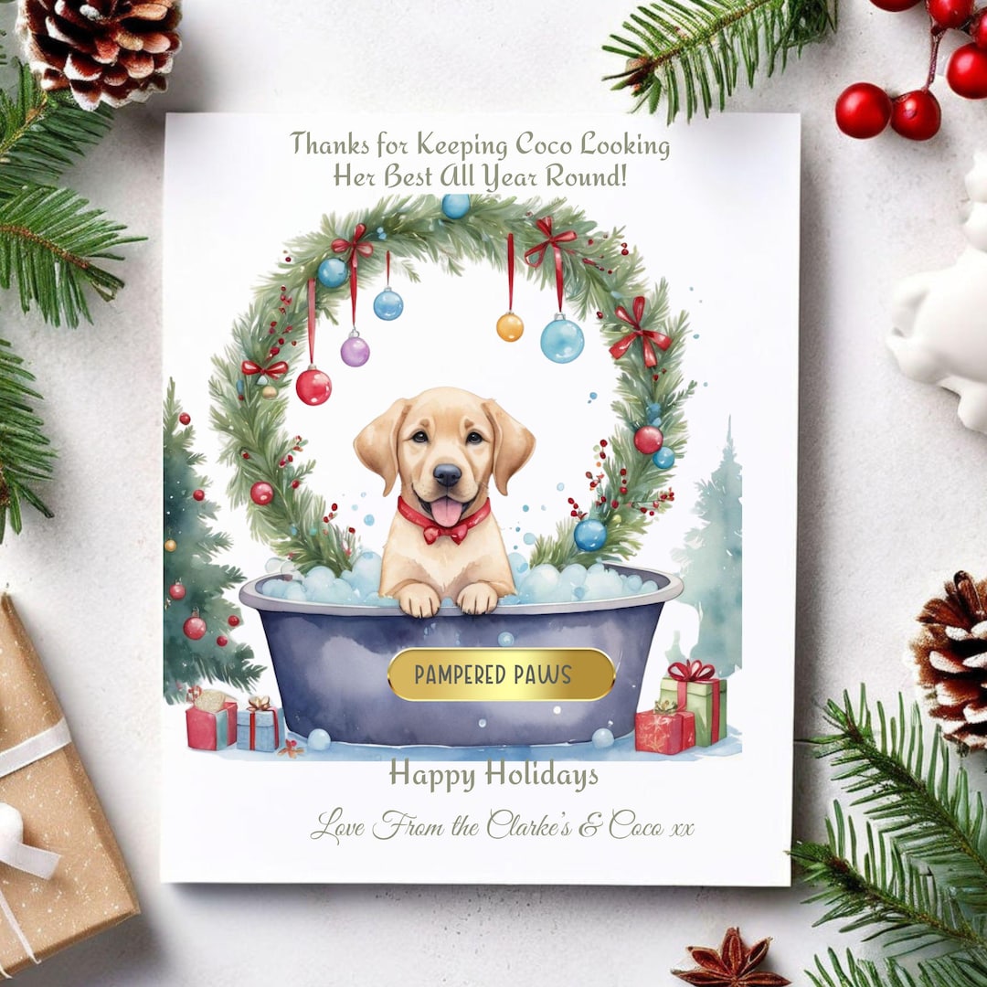 Personalised Dog Groomer Christmas Card Custom Thank You Holiday Card ...