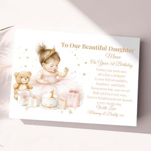 Personalised Girls First Birthday Card 1st Birthday Card For Granddaughter, Daughter, Niece, Birthday Card for Special Little Girl 1st Card 画像 3