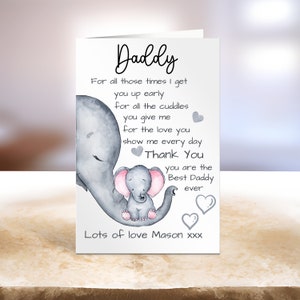 Personalised Daddy Card, Card For Daddy, Dad Birthday Card, Daddy Fathers Day Card, Greeting Card,  First Fathers Day