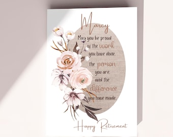Personalised Ladies Retirement Card, Retirement Gift For Mum, Friend, Retirement Card For Female  Work Colleague, Boss, Keepsake Card