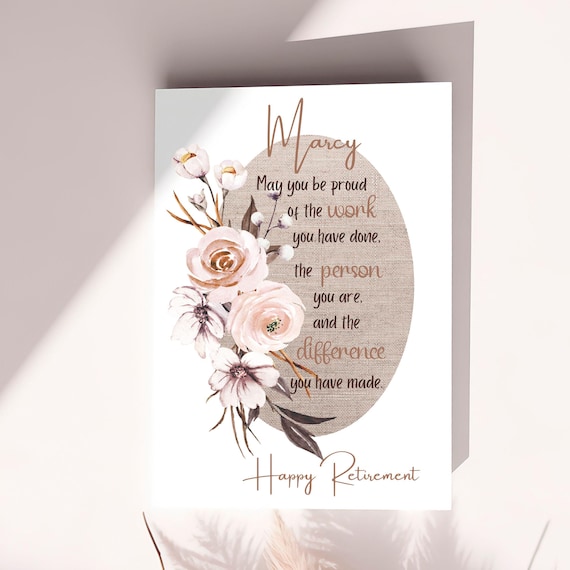 Personalised Ladies Retirement Card, Retirement Gift For Mum, Friend, Retirement Card For Female  Work Colleague, Boss, Keepsake Card