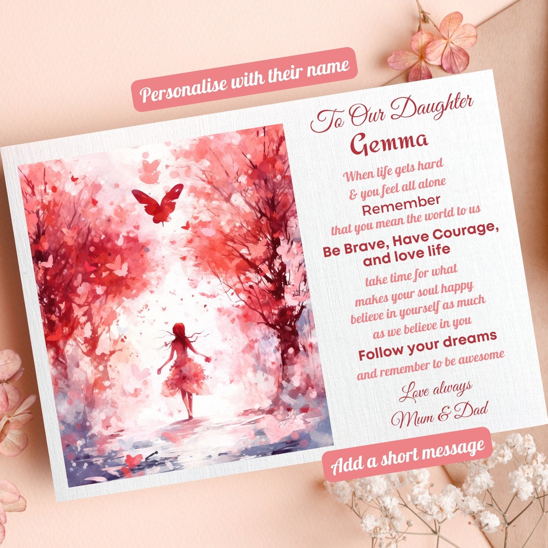 Daughter Birthday Card Personalised Granddaughter Card for Teenager ...