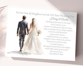 Son and Daughter-in-Law Wedding Card Personalised Card For Sons Wedding Day To Our/My Son Daughter-in-Law Wedding Congratulations From Mum