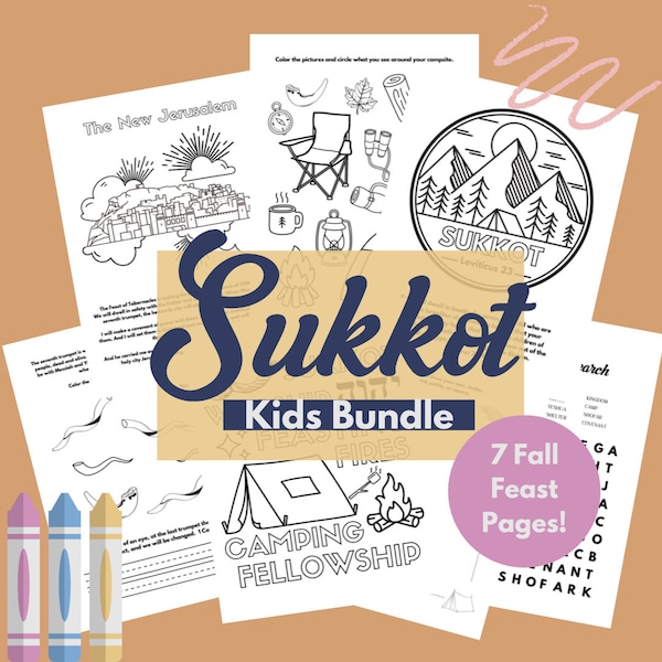 Fall Feast Kids Bundle, Activity Bible Sheets, Sukkot for Kids, Printable Bible Lesson