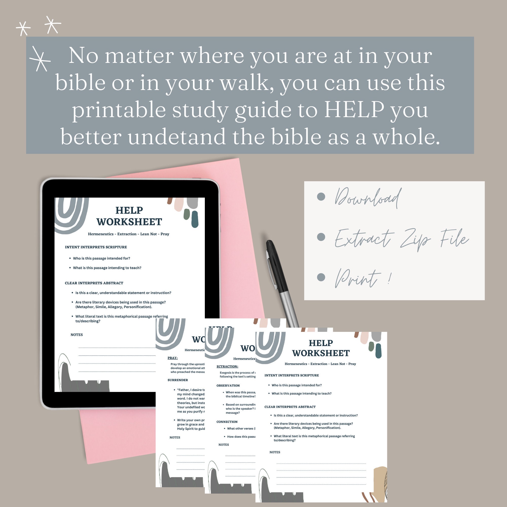 Bible Study Printable for Women, Bible Study Worksheet, HELP Bible ...