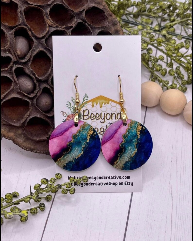 Fluid Art Earrings Etsy