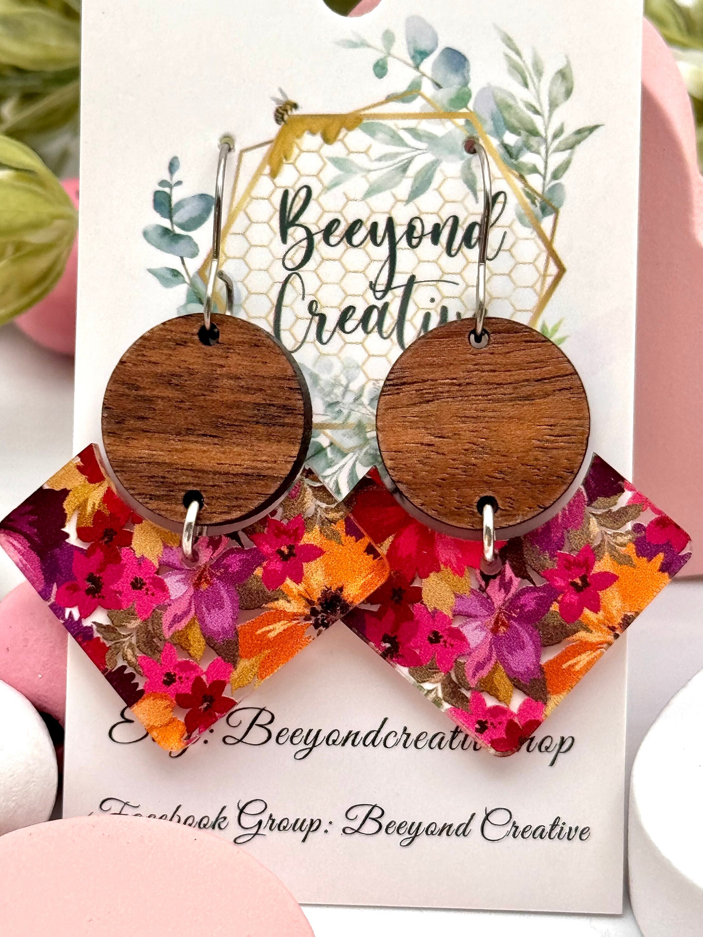 Wood Floral Earrings