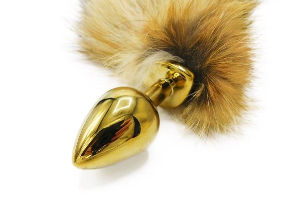 Multi-Function Fox Tail Anal Plug with Stylish Keychain Attachment (Small  Plug, Golden)