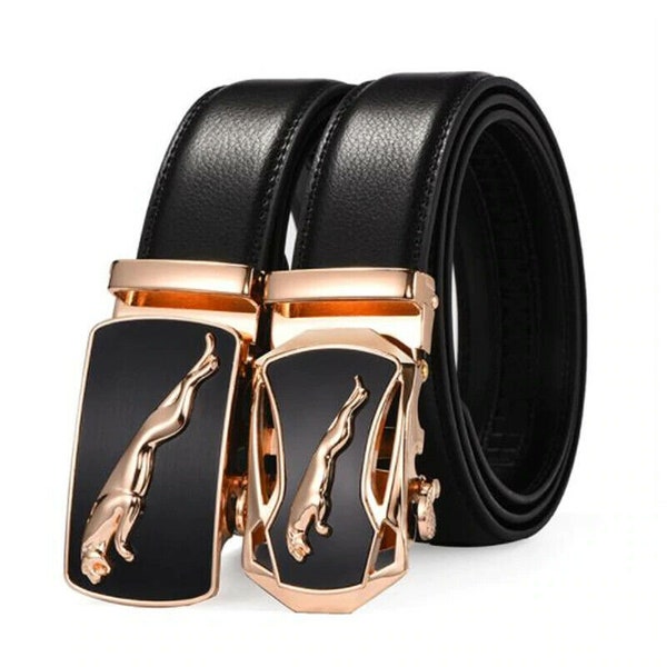 Luxury Men's Cowhide Leather Belt Fashion Automatic Buckle Strap 120cm
