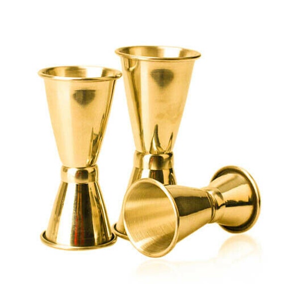 LUXURY 24K Gold Plated 3pcs Drink Mixer Measuring Cup Jigger Measurer Set 